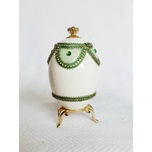 Handmade Glazed Decorative Goose Egg Gold Pedestal